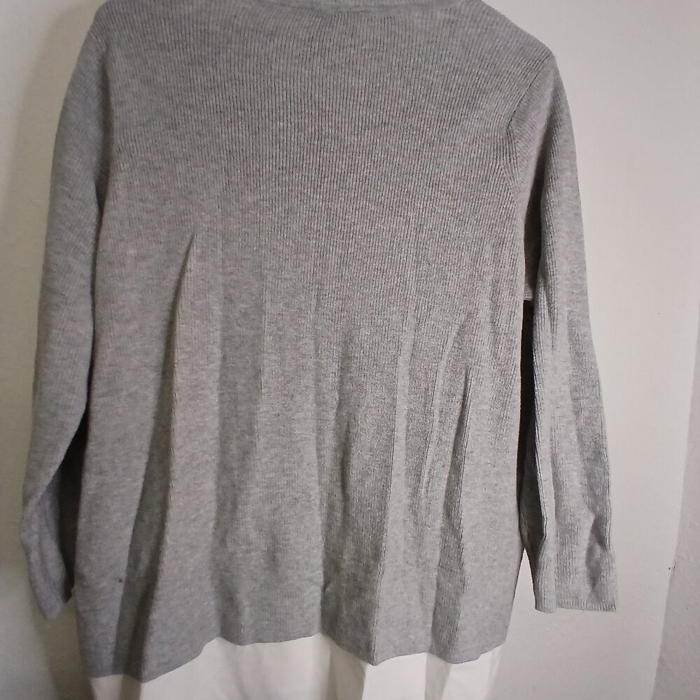 UEC Simply Vera Vera Wang Gray Floral Hi-Low Hem Pullover Sweater Women's Size1X - Picture 2 of 6